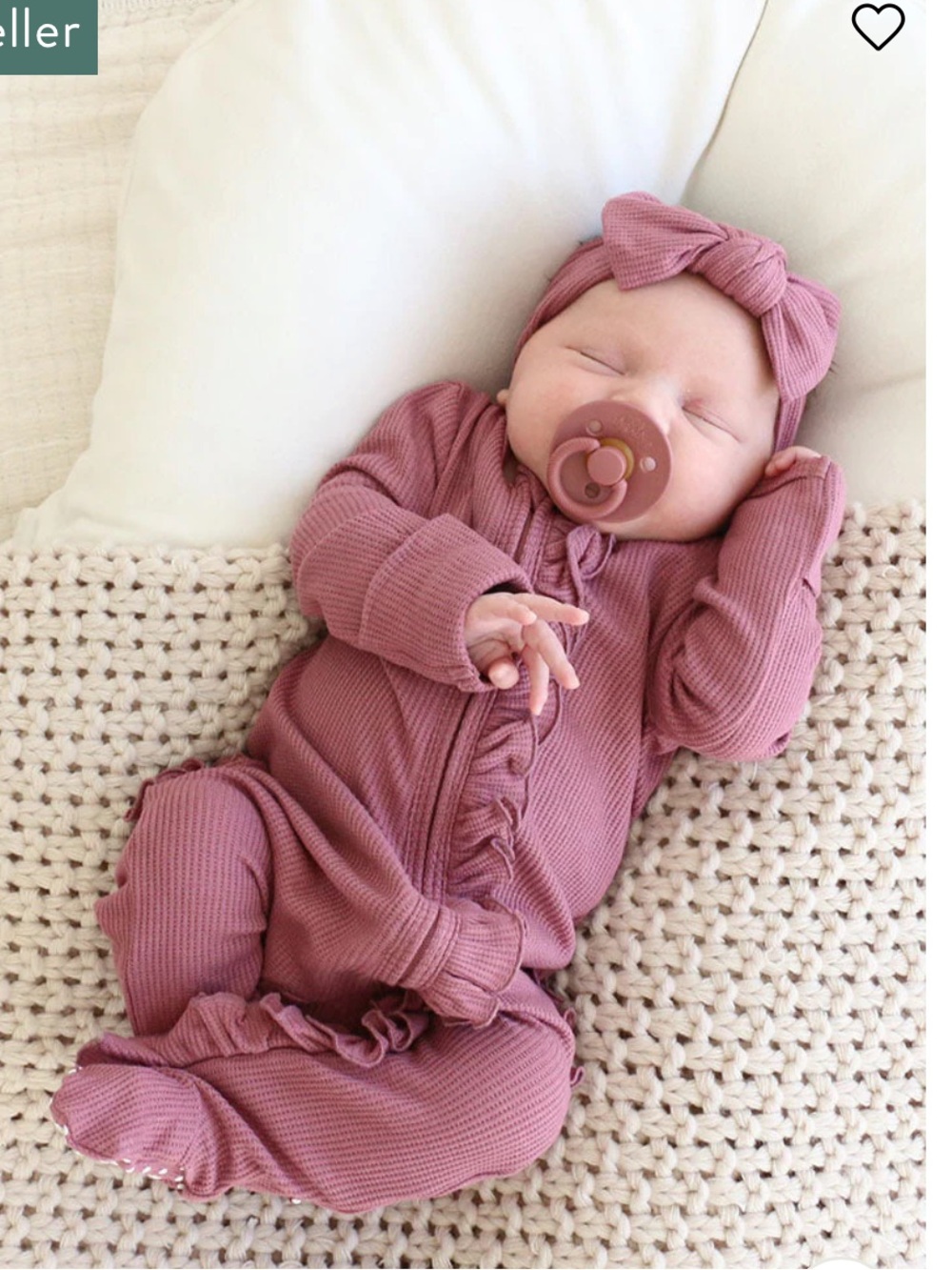 Caden lane Boysenberry Bamboo Waffle Ruffle Zipper Footie